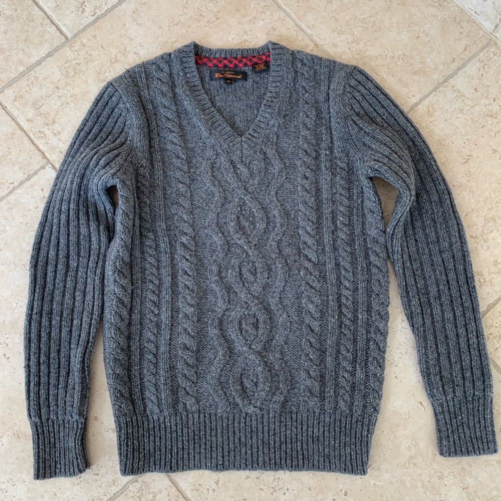 Ben Sherman Chunky Knit Sweater Gray Size XS